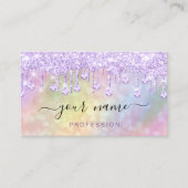 Holographic Pink Purple  Drips Makeup Artist Business Card (Front)