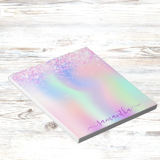 Holographic pink purple glitter name notepad (Creator Uploaded)