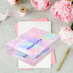 Holographic pink purple mint name paperweight