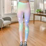 Holographic pink purple mint stars leggings<br><div class="desc">Holographic,  pink,  purple and mint green.  Decorated with white stars.</div>