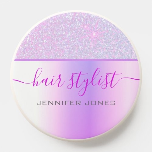 Holographic Pink Purple Ombre Glitter Custom Name PopSocket