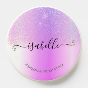 Holographic Pink Purple Ombre Glitter Rain Modern PopSocket