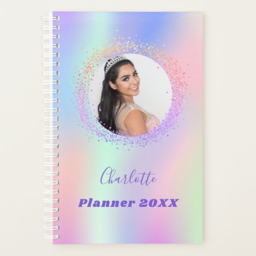 Holographic pink purple photo 2024 appointment planner