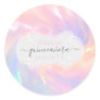 Holographic Princess Pink Name Date Quinceañera Classic Round Sticker