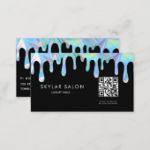 Holographic Professional Nail Salon QR code Business Card (Front/Back)