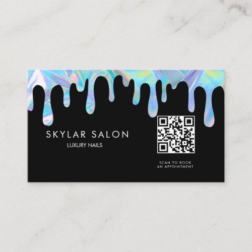 Holographic Professional Nail Salon QR code Business Card