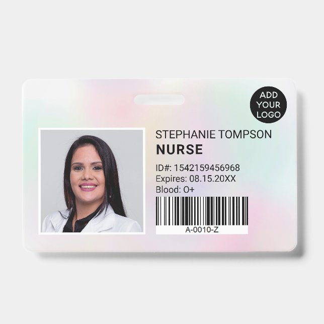 Holographic professional nurse photo logo code badge (Front)