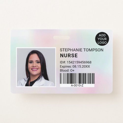 Holographic professional nurse photo logo code badge