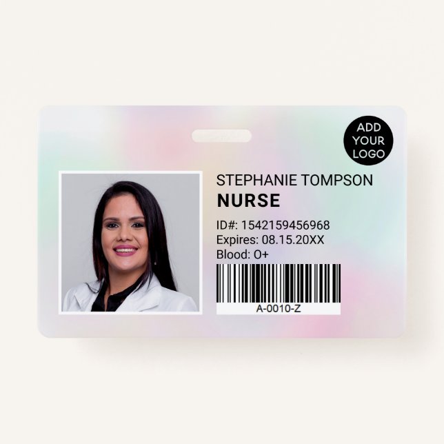 Holographic professional nurse photo logo code badge (Front)