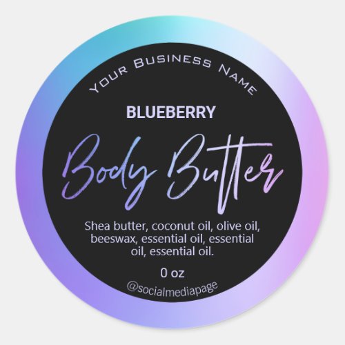 Holographic Purple And Blue Body Butter Labels