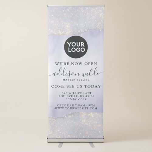 Holographic Purple Glitter Luxury Glam Business Retractable Banner