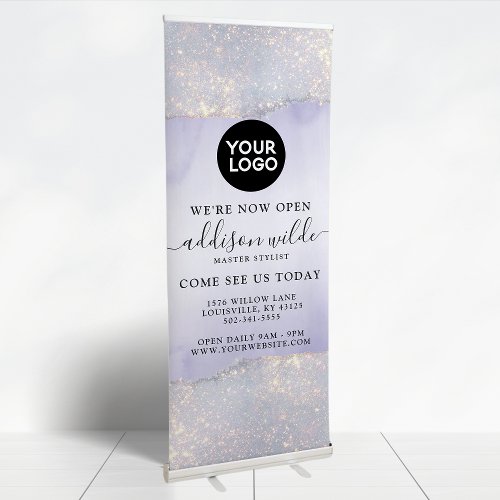 Holographic Purple Glitter Luxury Glam Business Retractable Banner