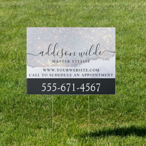 Holographic Purple Glitter Luxury Glam Business Sign