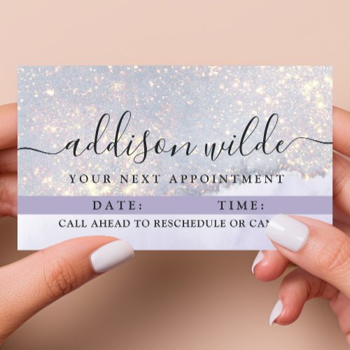 Holographic Purple Glitter Luxury Glam Iridescent  Appointment Card
