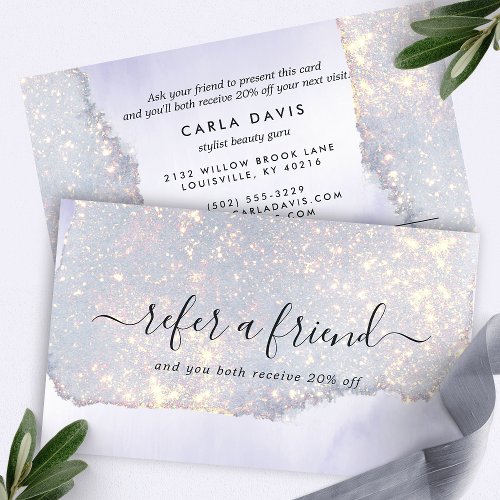 Holographic Purple Glitter Luxury Glam Iridescent Referral Card