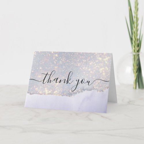 Holographic Purple Glitter Luxury Glam Thank You Card