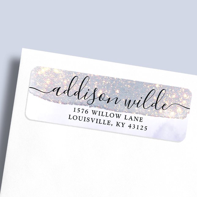 Holographic Purple Glitter Luxury Return Address Label (Creator Uploaded)