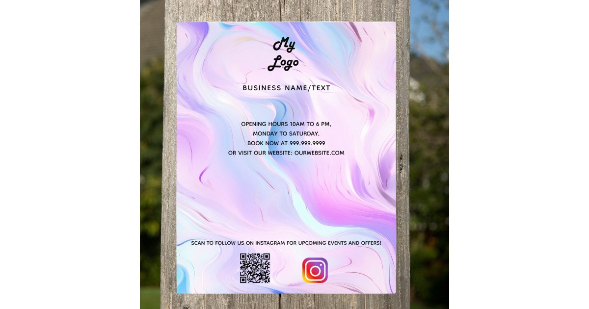 Holographic purple qr code instagram business logo | Zazzle
