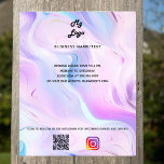 Holographic purple qr code instagram business logo flyer<br><div class="desc">Personalize and add your business logo,  name,  address,  your text,  your own QR code to your instagram account. Blush pink,  purple,  blue,  holographc bacground.</div>