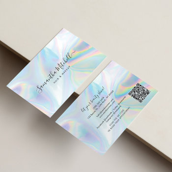 Holographic Qr Code Beautician Salon Handmade Business Card by Milestone_Hub at Zazzle