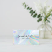 Holographic QR Code Beautician Salon Handmade Business Card (Standing Front)