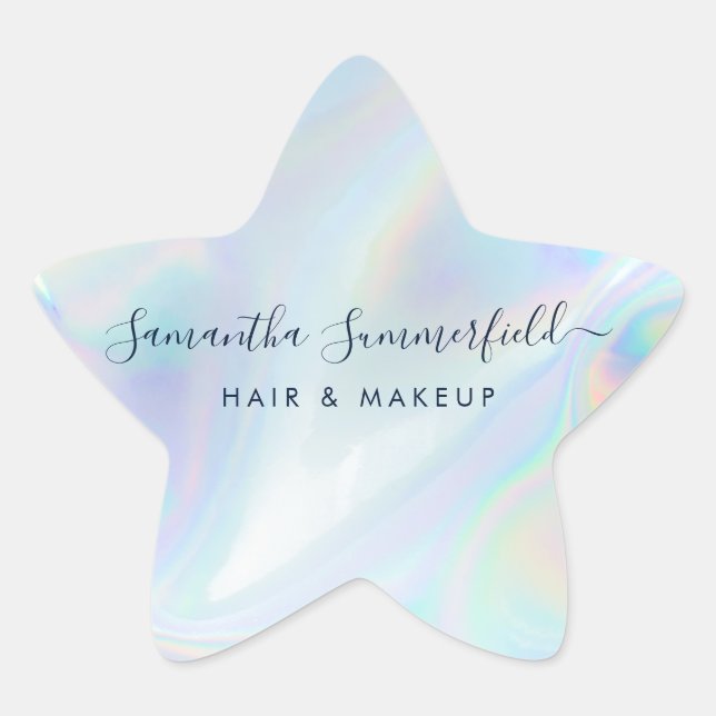 Holographic QR Code Beautician Salon Handmade Star Sticker (Front)