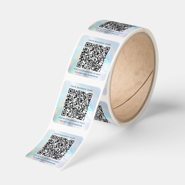 Holographic QR Code Business and Professional Square Sticker (Roll)