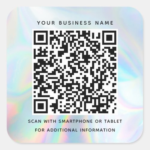 Holographic QR Code Business and Professional Square Sticker