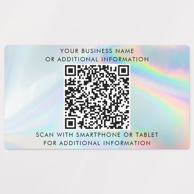 Holographic QR Code Business Name Custom Labels (Design 1)