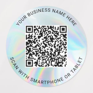 Holographic QR Code Business Name Custom Labels