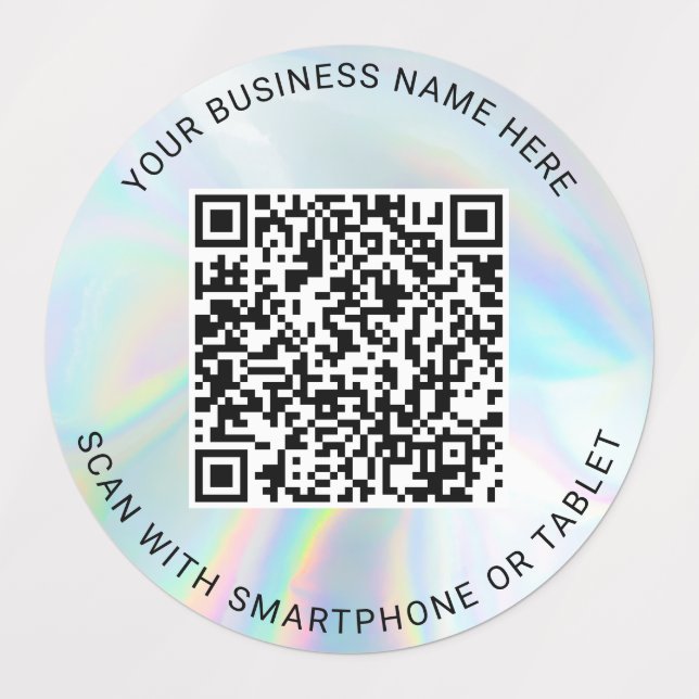 Holographic QR Code Business Name Custom Labels (Design 1)