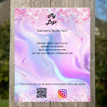 Holographic qr code instagram text business logo flyer<br><div class="desc">Personalize and add your business logo,  name,  address,  your text,  your own QR code to your instagram account. Blush pink,  purple,  blue,  holographc bacground decorated with confetti.</div>
