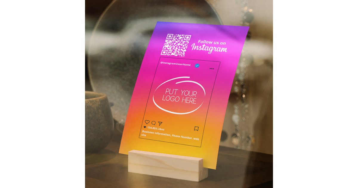 Holographic Qr Code Small Business Instagram Holder | Zazzle