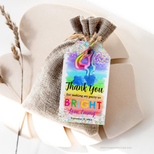 Holographic Rainbow 4th Birthday Gift Tag