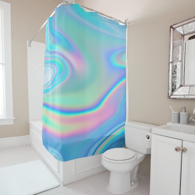 Holographic Rainbow Abstract Shower Curtain (In Situ)