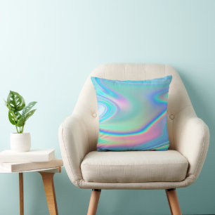 Holographic Rainbow Abstract Throw Pillow