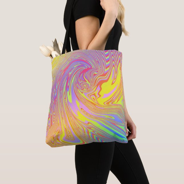 Holographic Rainbow Abstract Tote Bag (Close Up)
