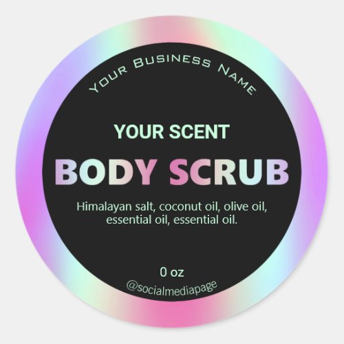 Holographic Rainbow Colored Body Scrub Labels