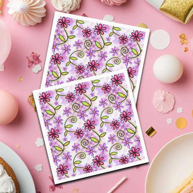 Holographic Rainbow Floral Collage Napkins (Creator Uploaded)