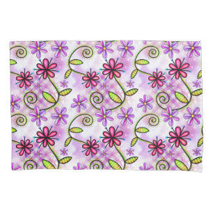 Holographic Rainbow Floral Collage Pillow Case