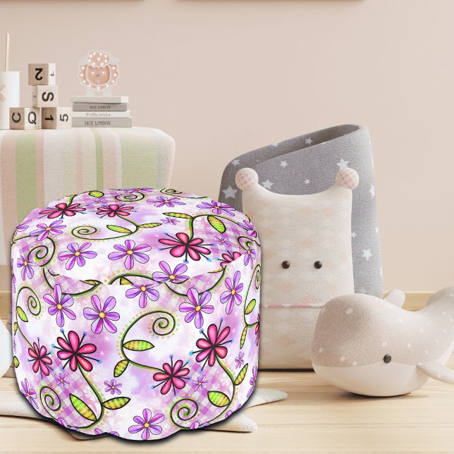 Holographic Rainbow Floral Collage Pouf (Creator Uploaded)