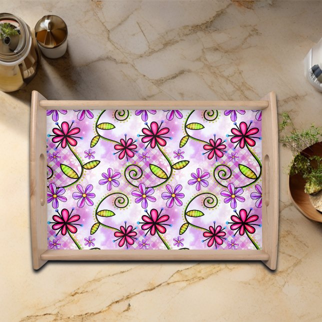 Holographic Rainbow Floral Collage Serving Tray (Creator Uploaded)