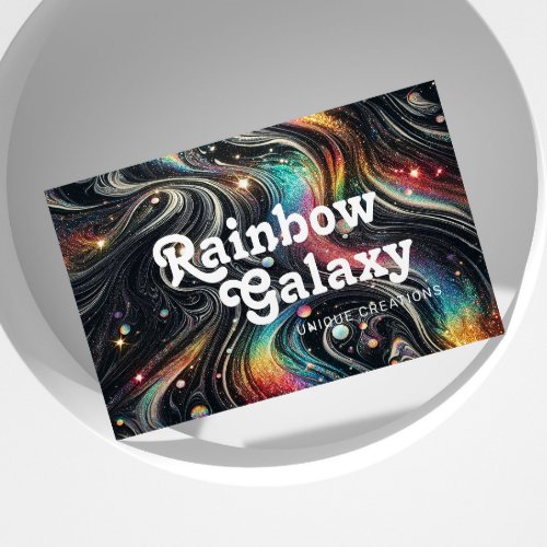 Holographic Rainbow Glitter 70s Galactic Creative  Business Card