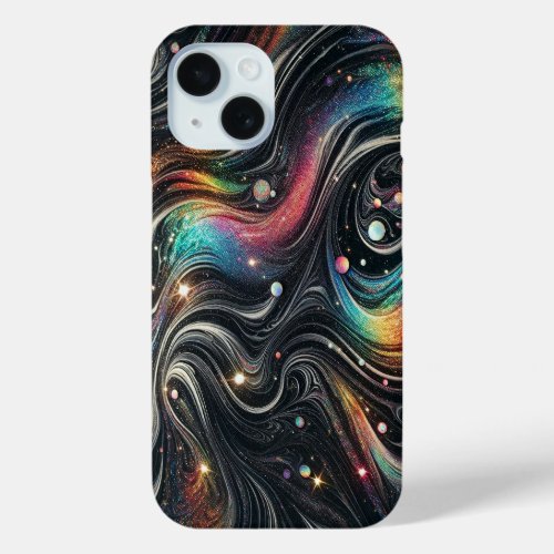 Holographic Rainbow Glitter 70s Galactic Creative  iPhone 15 Case