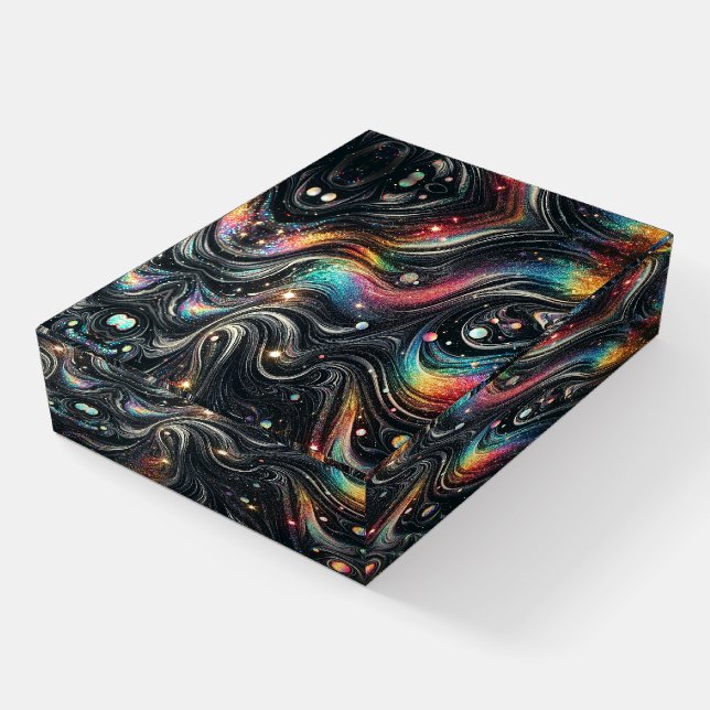 Holographic Rainbow Glitter 70s Galactic Creative  Paperweight (Angled)