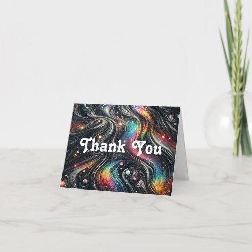 Holographic Rainbow Glitter 70s Galactic Creative  Thank You Card