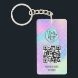 Holographic Rainbow Mermaid QR Code Logo Business Keychain<br><div class="desc">Holographic Rainbow Mermaid QR Code Logo Business Keychain</div>