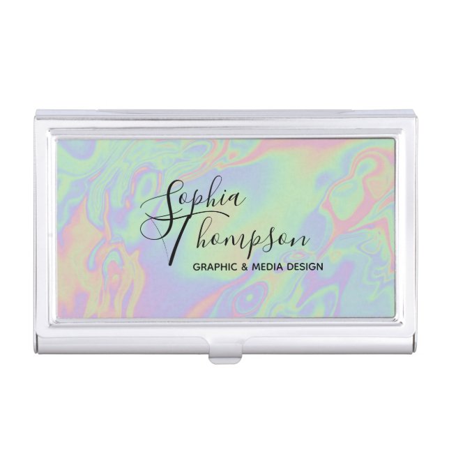 Holographic Rainbow Pastel - Business Card Holder (Front)