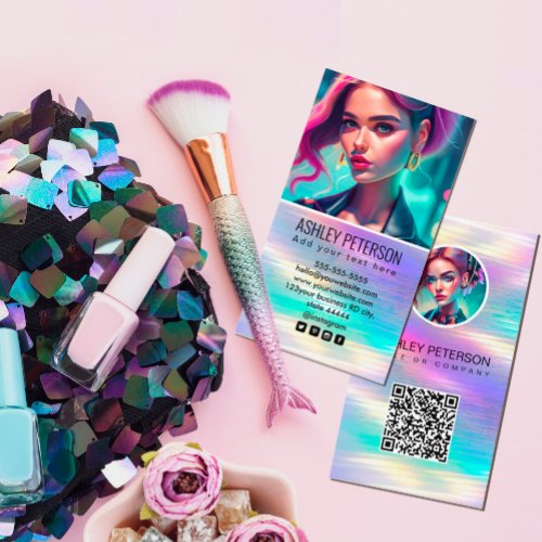  Holographic Rainbow QR Code Photo  Social Media  Business Card