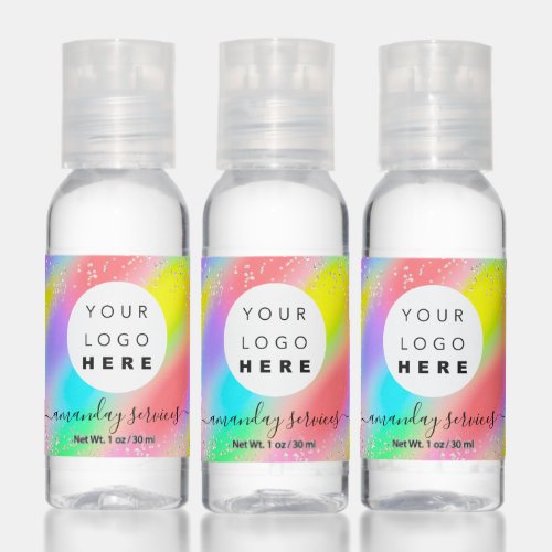 Holographic Rainbow Rose Glitter Custom Logo Name Hand Sanitizer